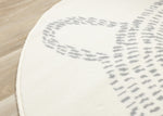 Kids Teddy Bear Area Rug - Cream Grey - 5' X 5' Round