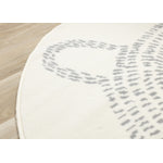 Kids Teddy Bear Area Rug - Cream Grey - 5' X 5' Round