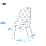 Peacock Velvet Dining Chair - Blue/Chrome - Set of Two