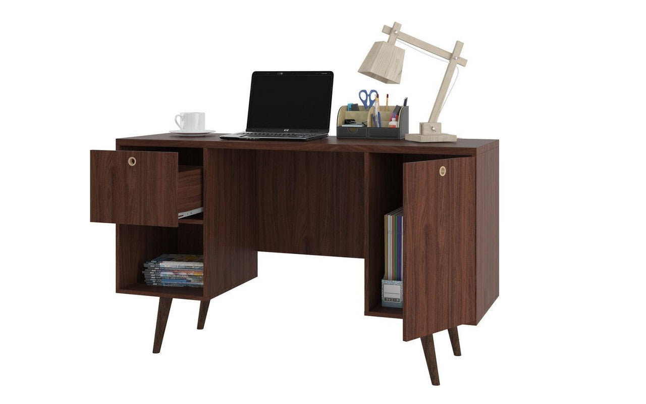 Stobi Office Desk - Dark Brown/Black
