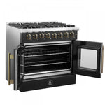 Forno Galiano 36" Black French Door Dual Fuel Range with True Convection (5.36 Cu. Ft.) - FFSGS6356-36BLK