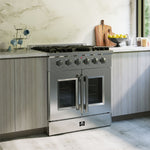 Forno Galiano 30" Stainless Steel French Door Freestanding Gas Range (4.32 Cu. Ft.) - FFSGS6444-30