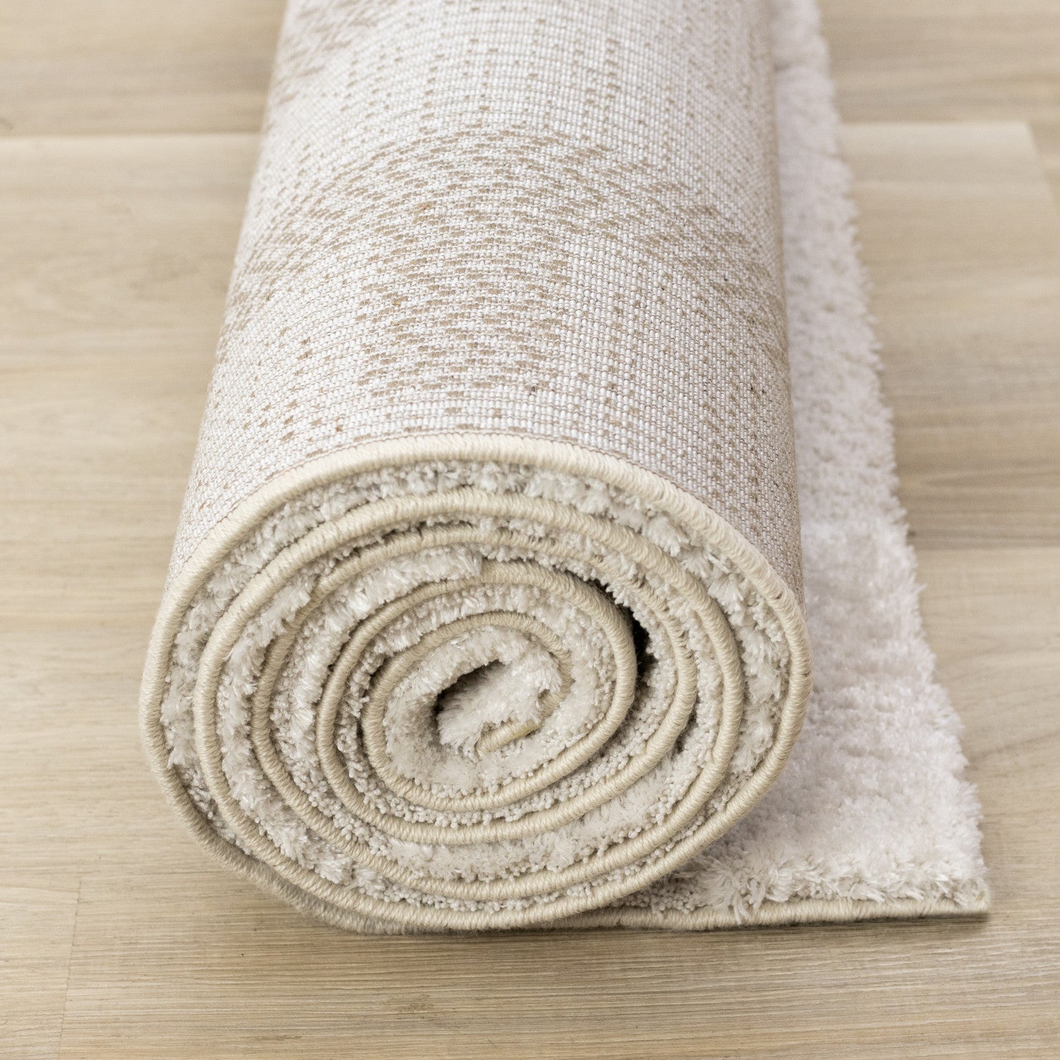 Luxury Plush Textured Shapes Area Rug - Cream - 5' X 8'