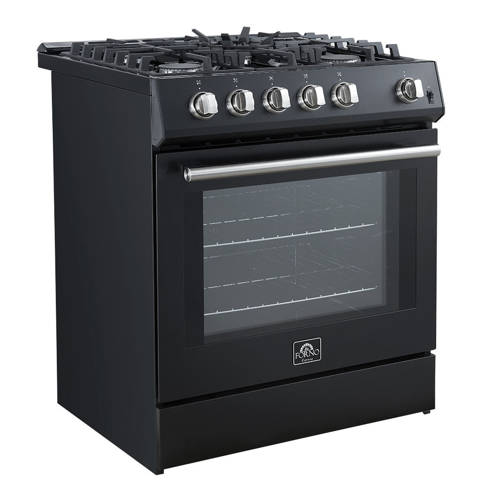 Forno Leonardo 30" Black Freestanding Gas Range (5.0 Cu. Ft.) - FFSGS1116-30BLK