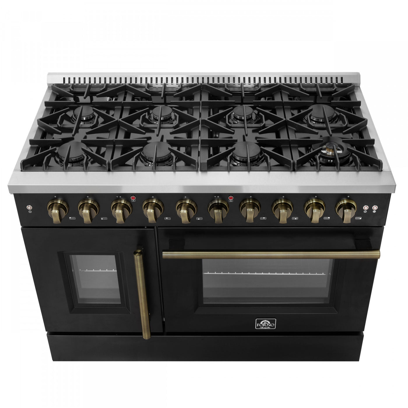 Forno Galiano 48" Black Freestanding French Door Double Oven Gas Range (6.58 Cu. Ft.) - FFSGS6444-48BLK