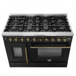 Forno Galiano 48" Black Freestanding Double Oven Gas Range (6.58 Cu. Ft.) - FFSGS6444-48BLK