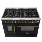 Forno Galiano 48" Black Freestanding French Door Double Oven Gas Range (6.58 Cu. Ft.) - FFSGS6444-48BLK