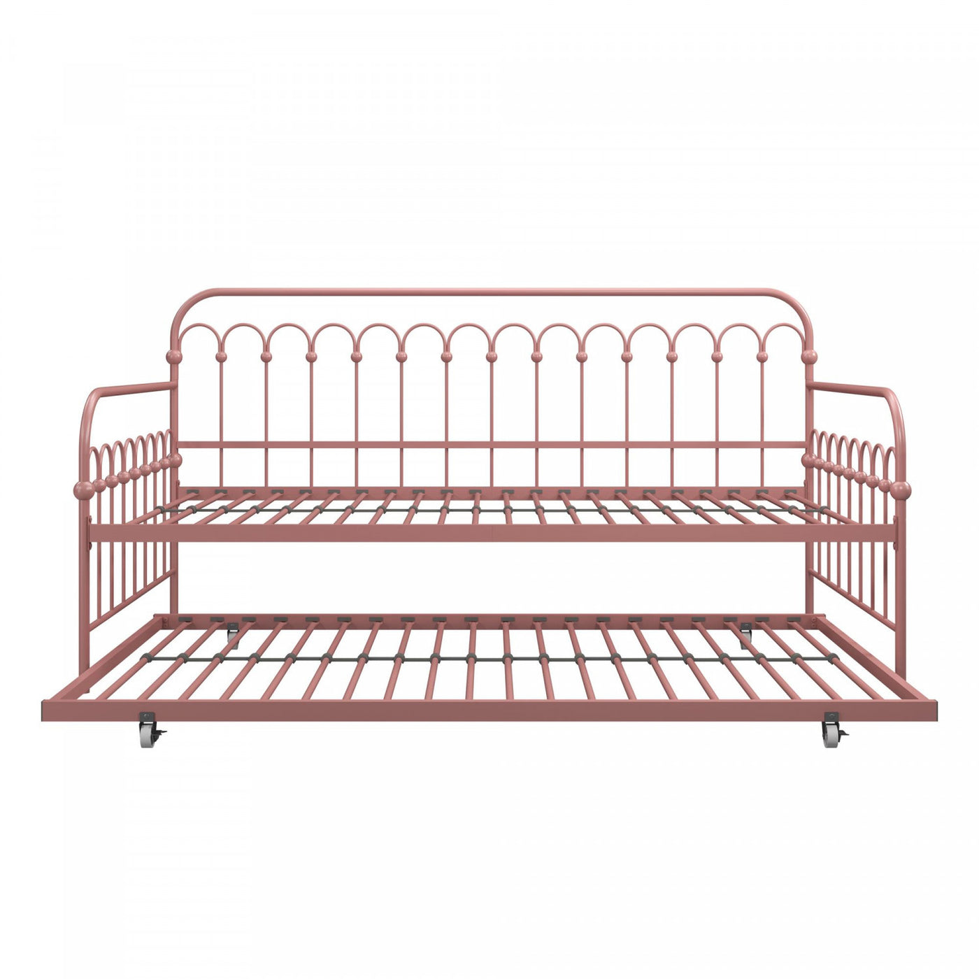 Novogratz Bright Pop Metal Twin Daybed with Trundle - Dusty Rose