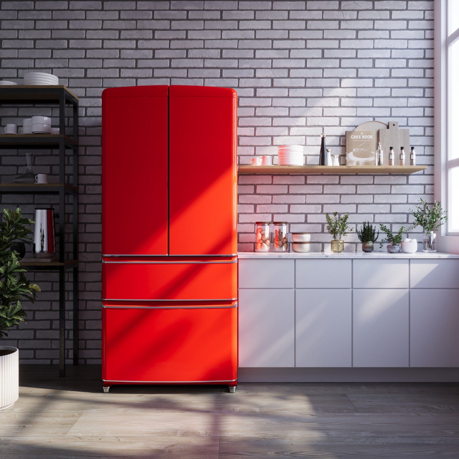 Forno Luigi 33" 18 Cu.Ft. Red French Door Refrigerator - FFFFD1791-33RED