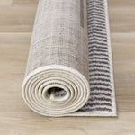 Claremont Sleek Modern Lines Area Rug - White Grey - 7' X 10'