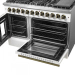 Forno Galiano 48" White French Door Freestanding Dual Fuel Double Oven Range (6.58 Cu. Ft.) - FFSGS6356-48WHT