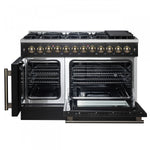 Forno Galiano 48" Black French Door Freestanding Dual Fuel Double Oven Range (6.58 Cu. Ft.) - FFSGS6356-48BLK