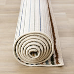 Nora Casual Contemporary Striped Area Rug - Cream Blue Yellow - 5' X 8'