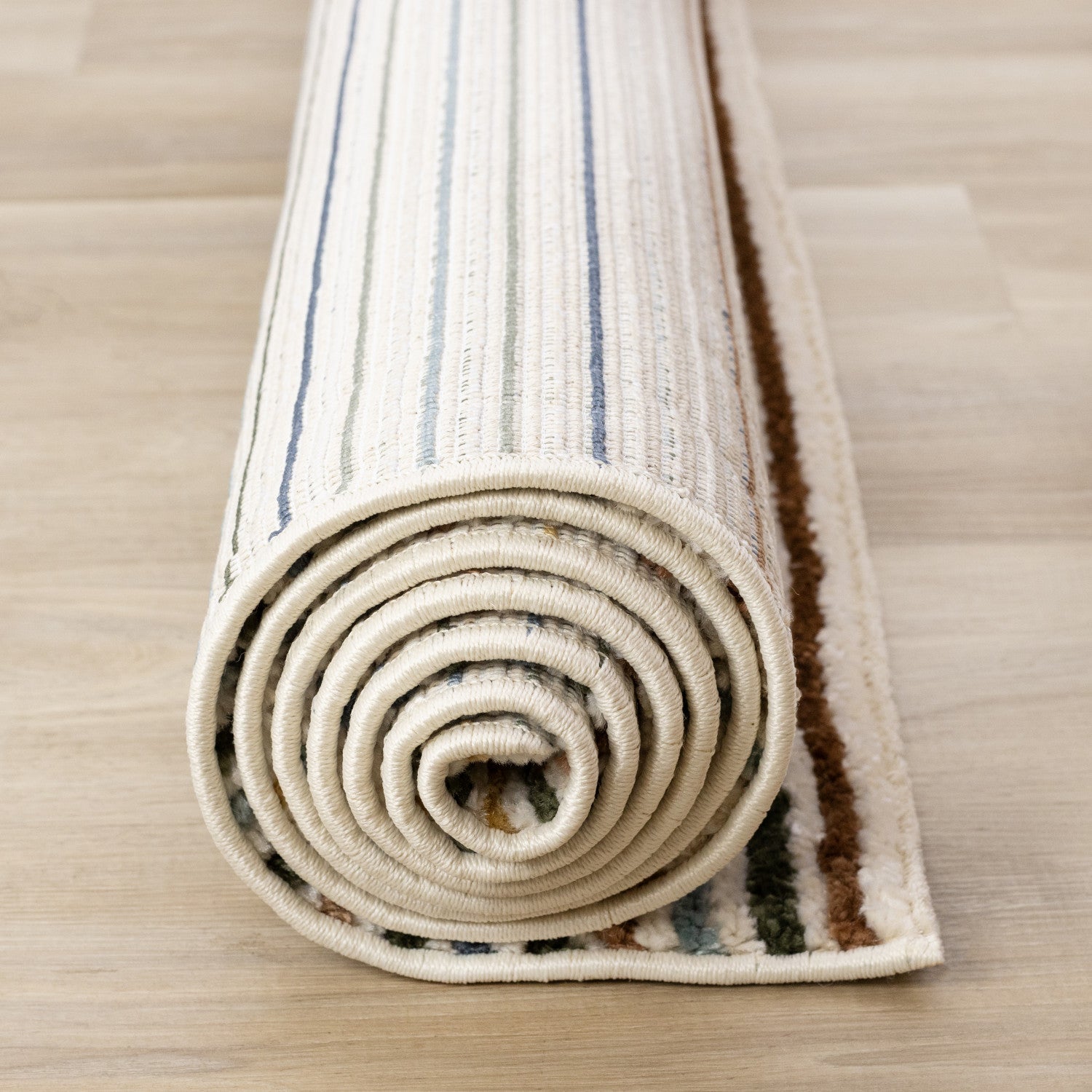 Nora Casual Contemporary Striped Area Rug - Cream Blue Yellow - 5' X 8'