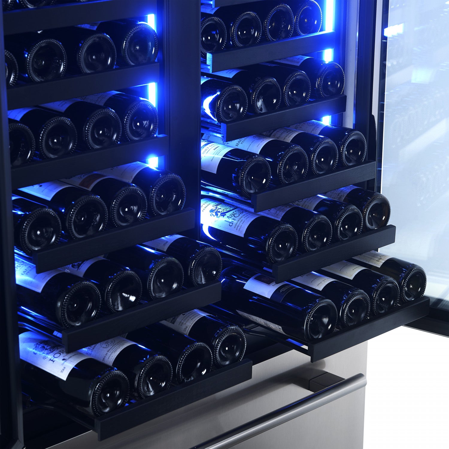 Forno Campania 32" 17.7 Cu.Ft.Stainless Steel 120 Bottle Dual Wine Cooler with Two Beverage Drawers - FWCDR6635-32S