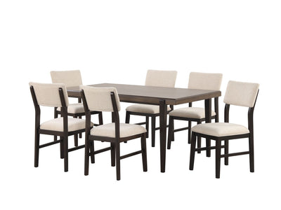 Arabella 7-Piece Dining Set with Upholstered Back- Black, Brown