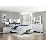 Paris 3-Piece King Storage Bed with LED Lighting - White, Silver