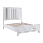 Paris 3-Piece Queen Storage Bed with LED Lighting - White, Silver