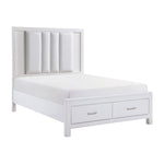 Paris 3-Piece King Storage Bed with LED Lighting - White, Silver