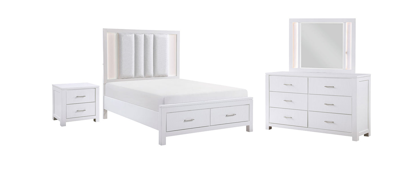 Paris 6-Piece Queen Storage Bedroom Package - White, Silver