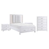 Paris 5-Piece King Storage Bedroom Package - White, Silver