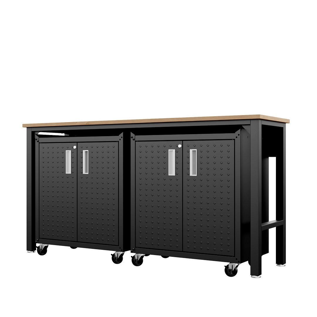 Maximus I 3-Piece Mobile Garage Cabinet/Worktable - Charcoal Grey