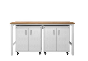 Maximus I 3-Piece Mobile Garage Cabinet/Worktable - White