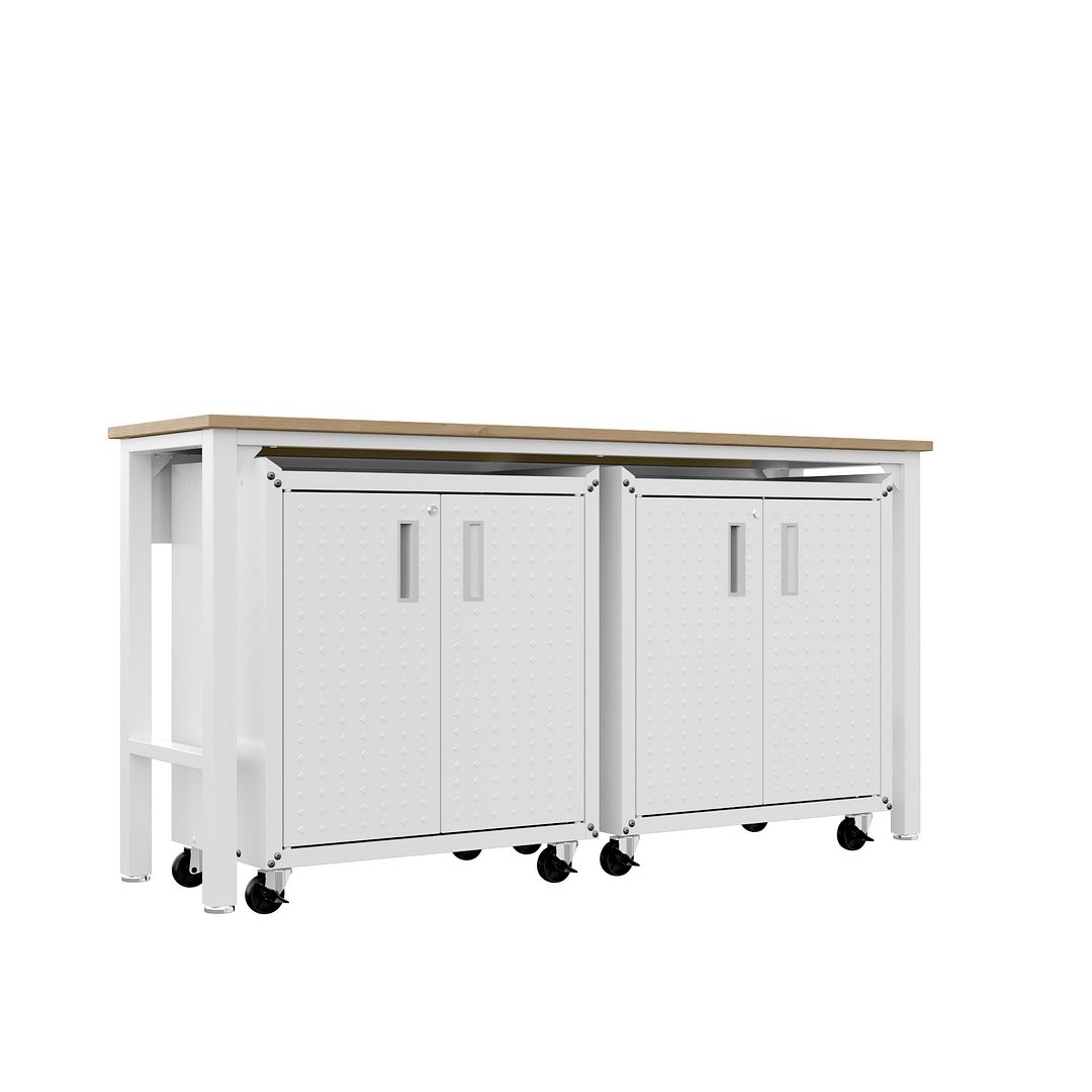 Maximus I 3-Piece Mobile Garage Cabinet/Worktable - White
