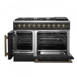 Forno Galiano 48" Black Freestanding French Door Double Oven Gas Range (6.58 Cu. Ft.) - FFSGS6444-48BLK