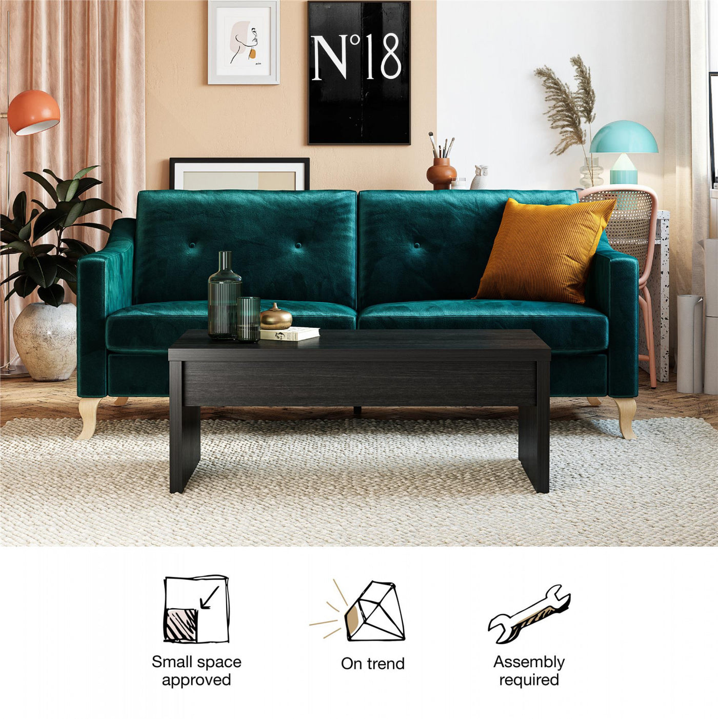 Winston Lift-Top Coffee Table - Black Oak