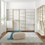 Gwyneth Closet with Hanging Rods - White Faux Marble/Golden Bronze