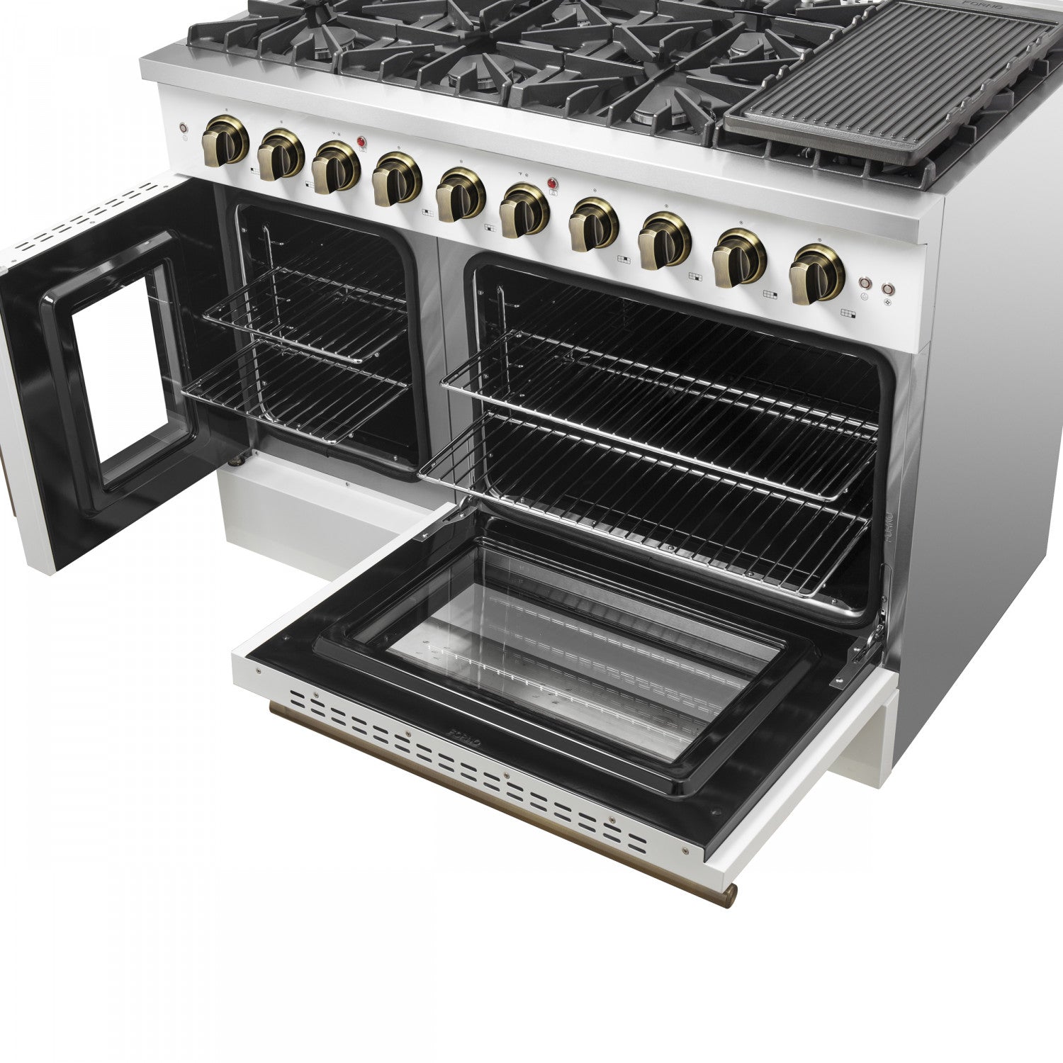 Forno Galiano 48" White Freestanding Double Oven Gas Range (6.58 Cu. Ft.) - FFSGS6444-48WHT