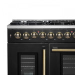 Forno Galiano 48" Black French Door Freestanding Dual Fuel Double Oven Range (6.58 Cu. Ft.) - FFSGS6356-48BLK