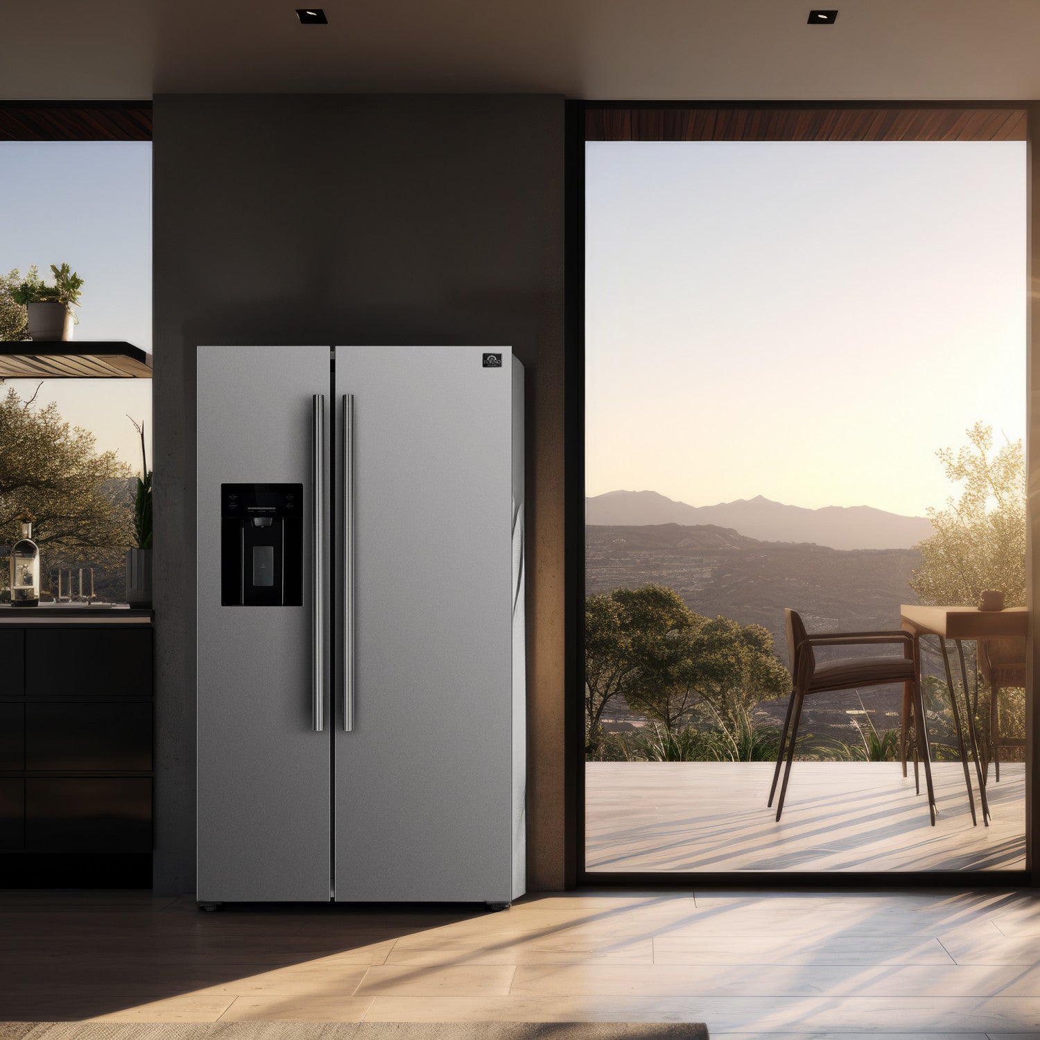 Forno Salerno 36" 20 Cu.Ft. Stainless Steel Freestanding Side-by-Side Refrigerator with Ice & Water Dispenser - FFRBI1844-36SB