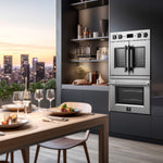 Forno Gallico Stainless Steel 30" French Door Double Wall Oven with Air Fry and Sous Vide (7.36 Cu. Ft.) - FBOEL1388-30