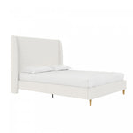 Tess Upholstered Wingback Queen Bed - Ivory Linen