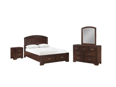 Arista 6-Piece King Storage Bedroom Set - Brown Cherry