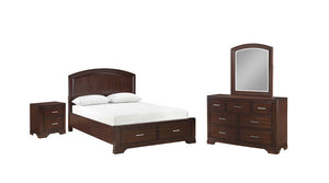 Arista 6-Piece Queen Storage Bedroom Set - Brown Cherry