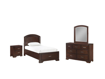 Arista 6-Piece Twin Storage Bedroom Package - Brown Cherry