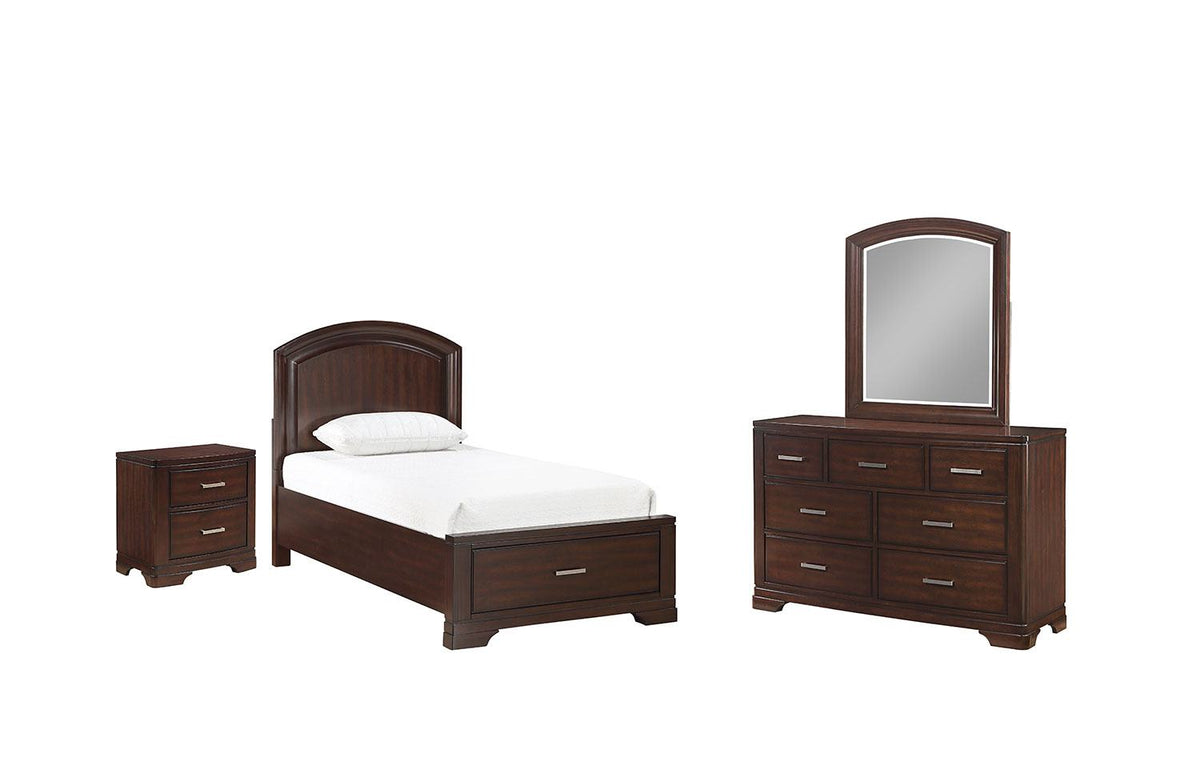 Arista 6Piece Twin Storage Bedroom Package Brown Cherry Leon's