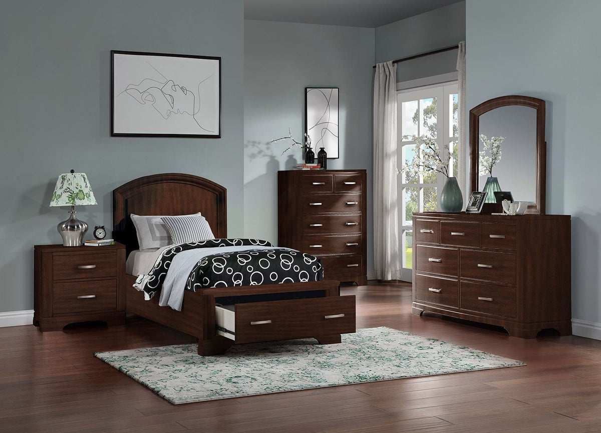 Arista 3Piece Twin Storage Bed Brown Cherry Leon's