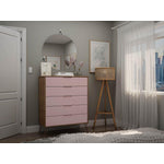 Nuuk 5-Drawer Dresser - Nature/Rose Pink