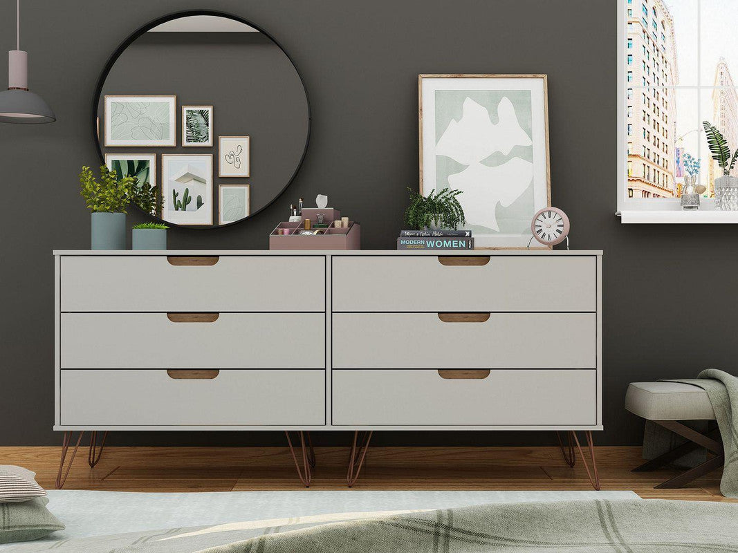 Nuuk 6-Drawer Double Dresser - Off White/Nature