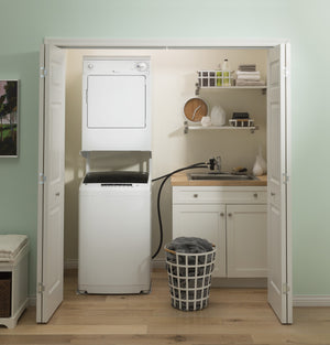 GE White Portable Washer (3.3 IEC Cu. Ft.) & Electric Dryer (3.6 Cu. Ft.) - GNW128PSMWW/PSKP333EBWW