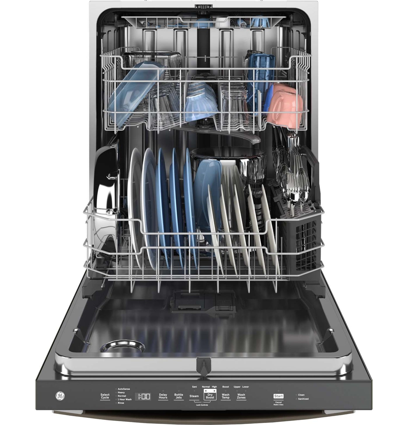 GE 24" Slate Top Control Dishwasher with Stainless Steel Interior and Third Rack - GDT650SMVES