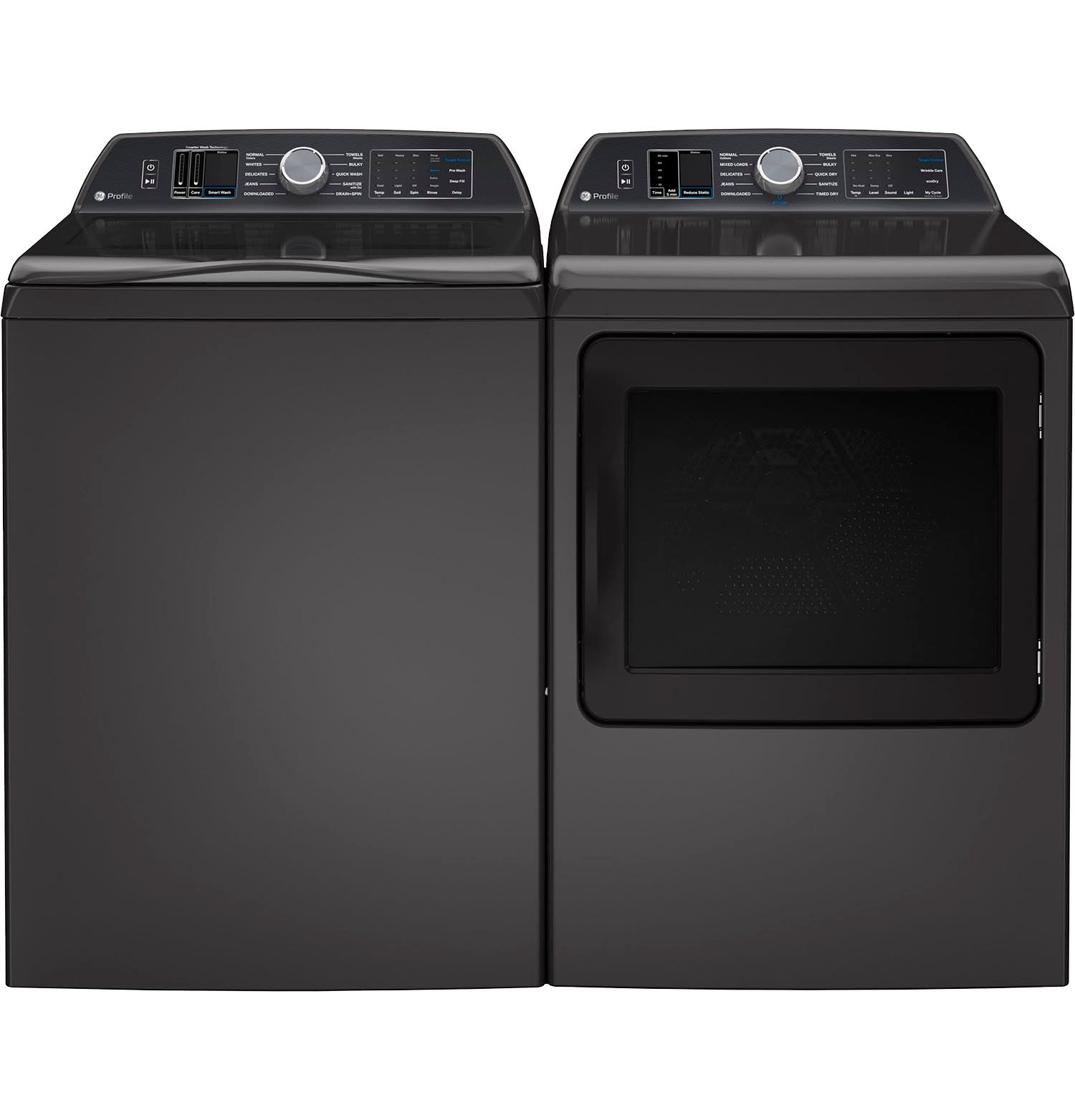 GE Profile Diamond Grey Top Load Washer (6.2 Cu. Ft) & Smart Electric Dryer (7.4 Cu. Ft) - PTW700BPTDG/PTD70EBMTDG