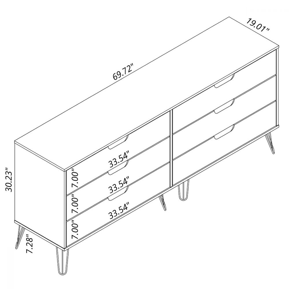 Nuuk 6-Drawer Double Dresser - Off White/Nature