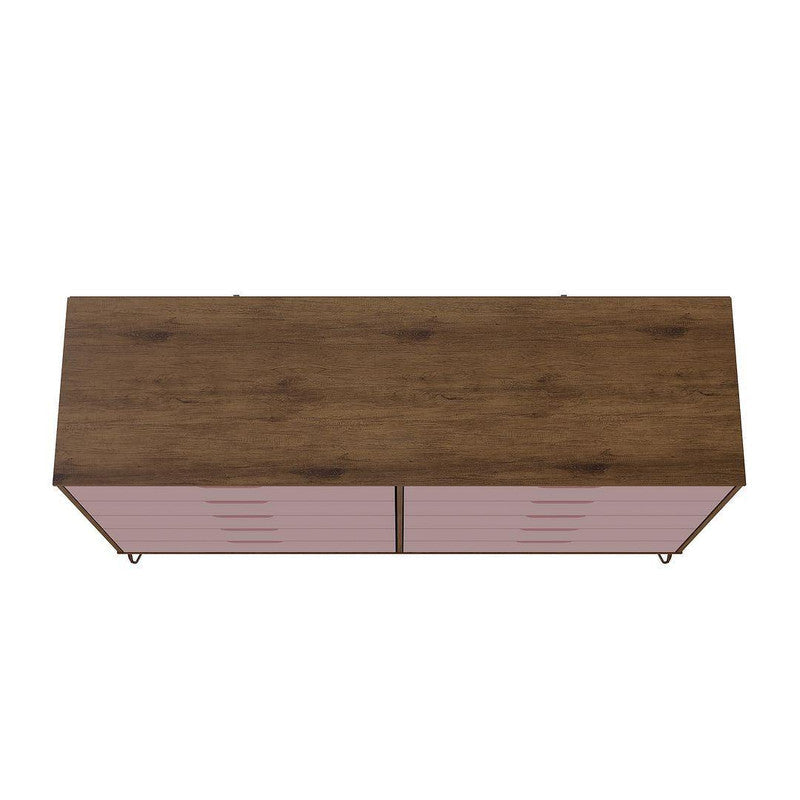 Nuuk 10-Drawer Double Dresser - Nature/Rose Pink