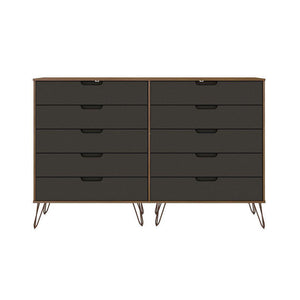 Nuuk 10-Drawer Double Dresser - Nature/Textured Grey