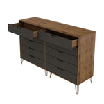 Nuuk 10-Drawer Double Dresser - Nature/Textured Grey